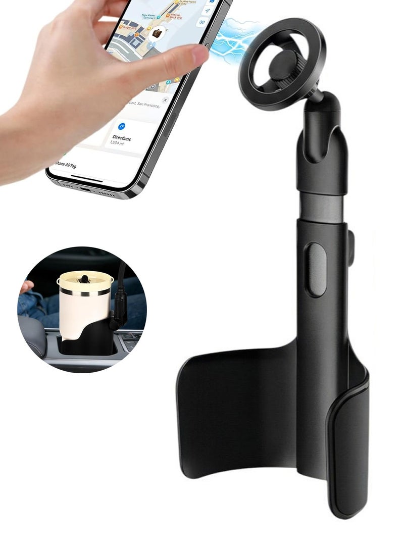 Chappeline ST41 2 in 1 Cup Holder Mount For Car 360 Degree Adjustable For All Smartphones And Bicycle, Motorcycle, Truck - Black - Image 1